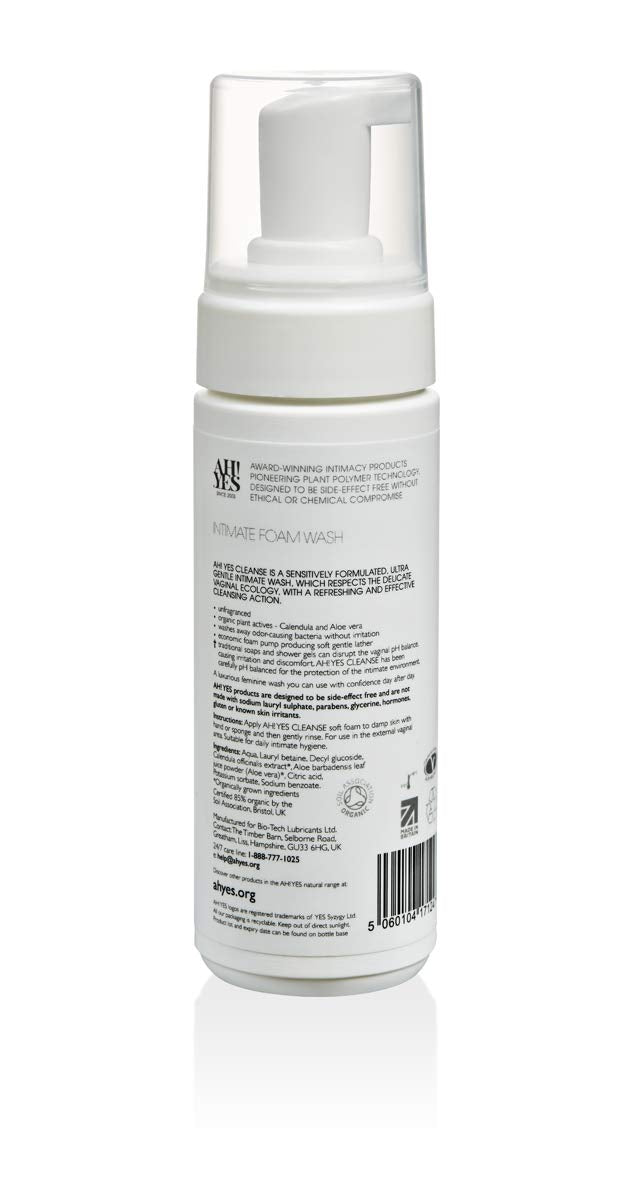 AH! YES CLEANSE Gentle, Organic Foaming Feminine Wash- Unfragranced, pH Matched Vaginal Wash